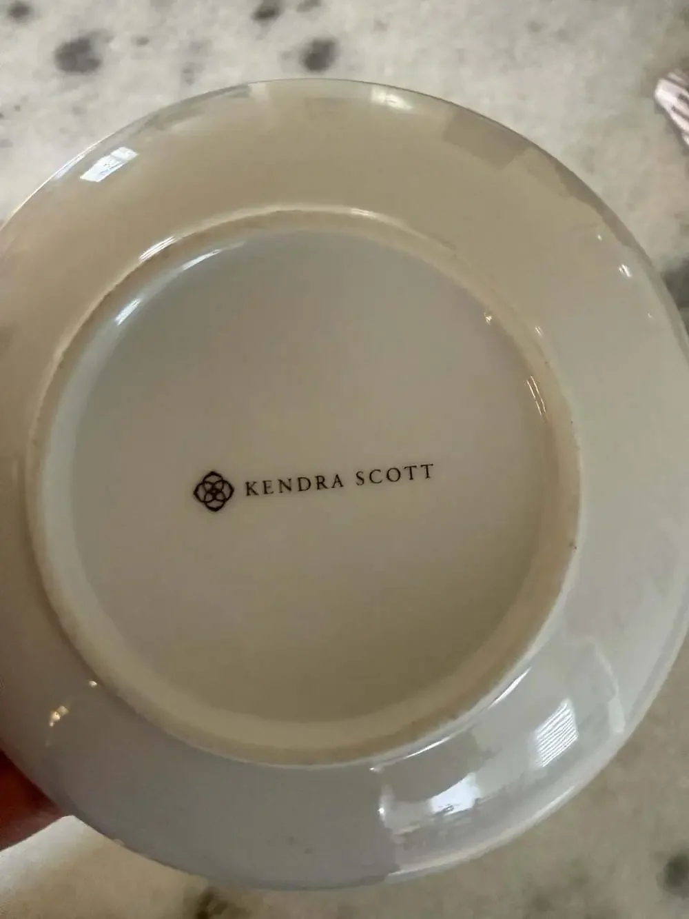 Kendra Scott Ceramic Filigree Ring Dish Gold and White